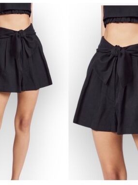 Ulla Johnson Black Tie-Waist Shorts